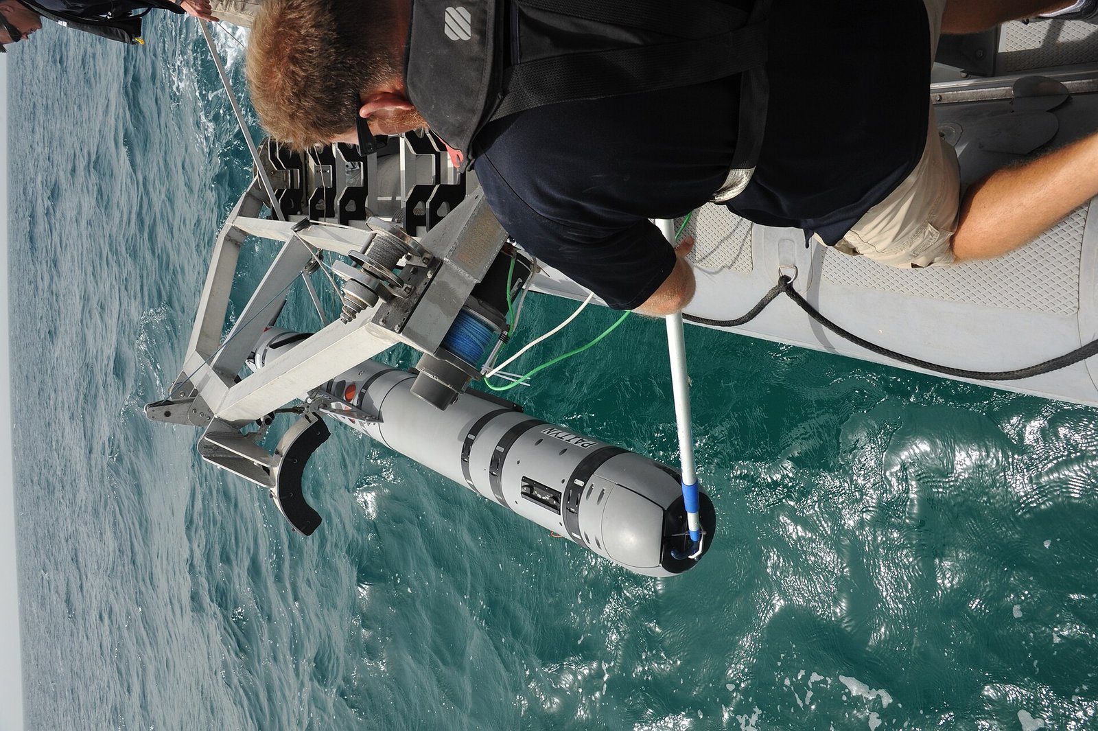 U.S. Navy unmanned underwater vehicle being deployed, illustrative photo, not Ghost Shark. Photo: Wikimedia Commons